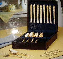 48pc gold forks set with box